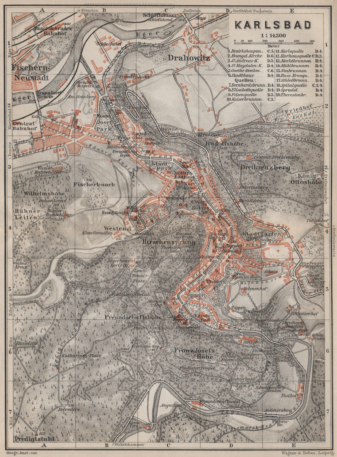 KARLOVY VARY town city plan mesta. Carlsbad Karlsbad. Czech Republic 1905 map